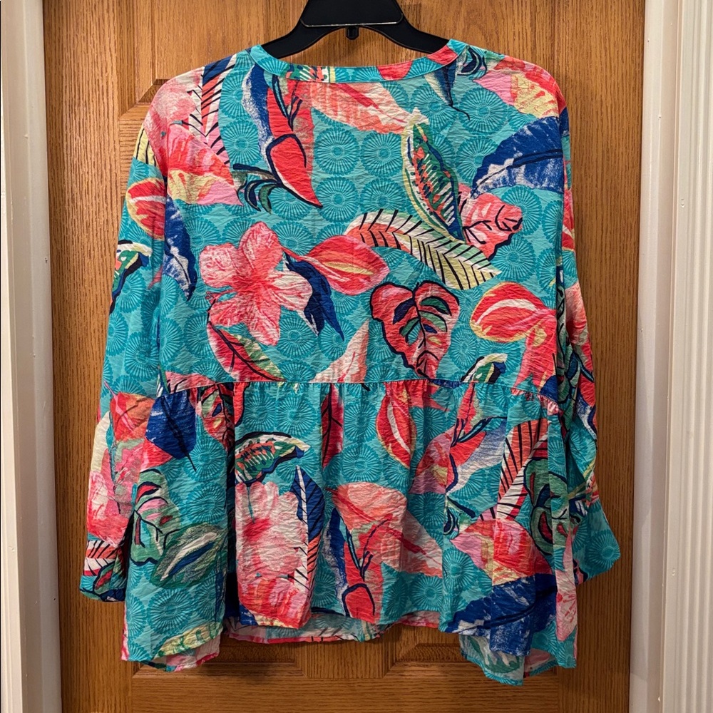 Ali Miles - Multicolor Tropical Leaf & Floral Print Shirt - Picture 2 of 8